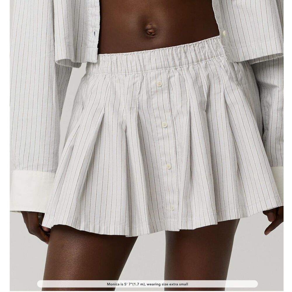 Offline by Aerie Pleaded Oxford Mini Skirt with Stretchy Short Pockets